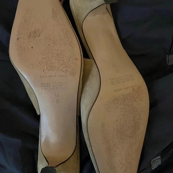 Saks Fifth Avenue Folio Tan Suede Heels … Size   11B - Picture 6 of 7